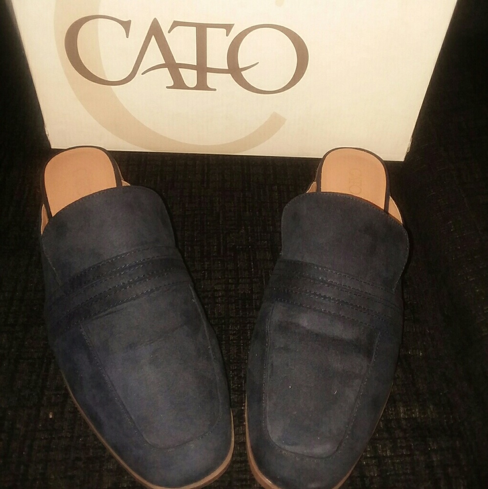 Midnight navy blue mule flats